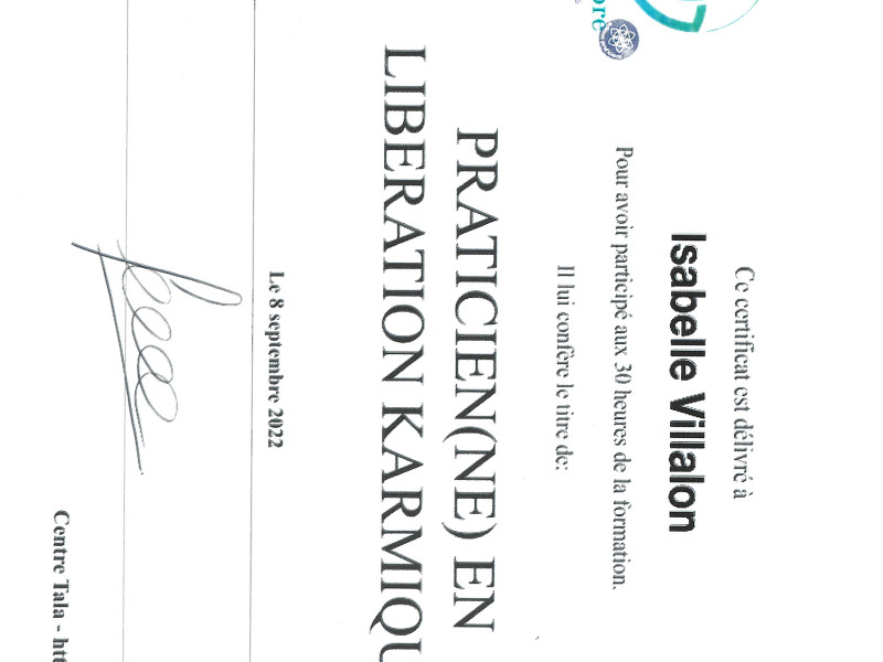 Diplôme de praticien en libération karmique
