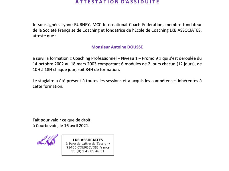Coach professionnel