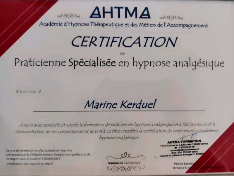 Praticienne spécialisée en Hypnose Analgésique
