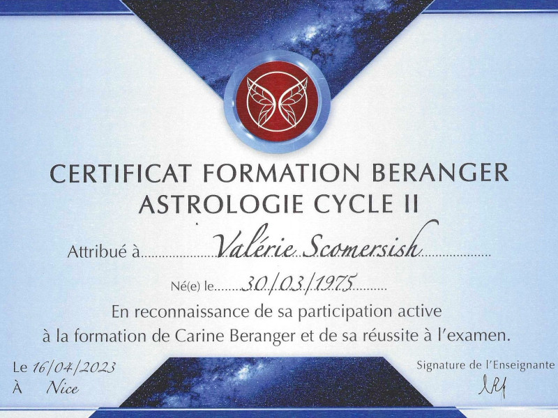 Certificat de Formation Astrologie Cycle II