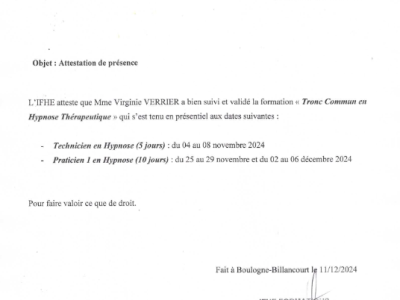 Technicien et praticien en hypnose thérapeutique
