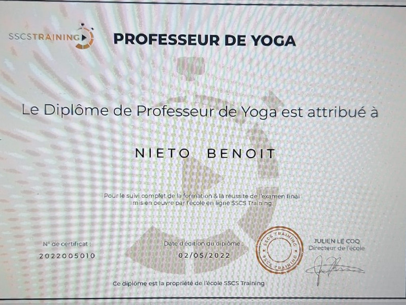 Diplôme de professeur de Yoga