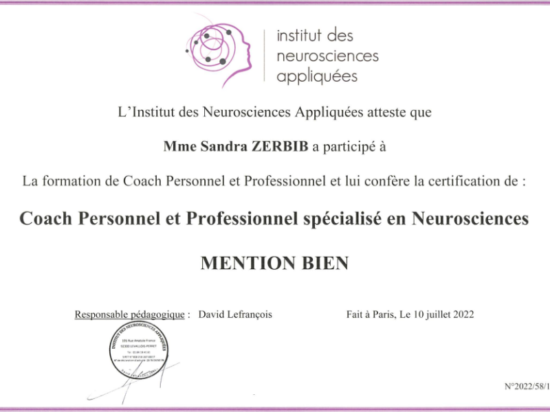 Coach personnel et professionnel spécialisé en Neurosciences