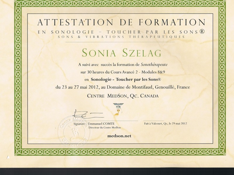 sonotherapeute certifié