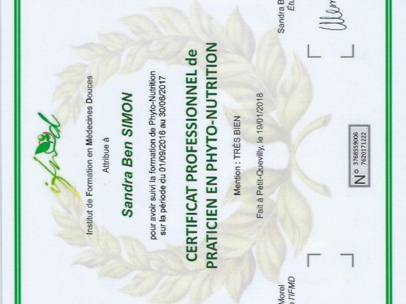 Certificat professionnel de praticien en phyto-nutrition