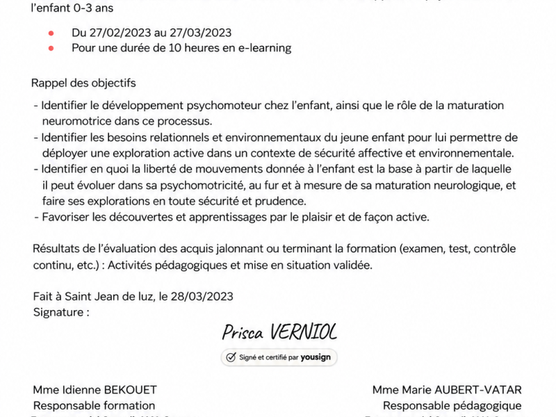 Titre ADVF CCP3 - mention Développement psychomoteur de  l’enfant 0-3 an