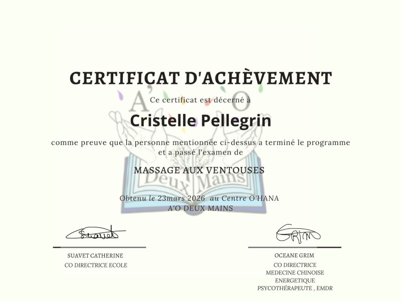 Certificat massage aux ventouses