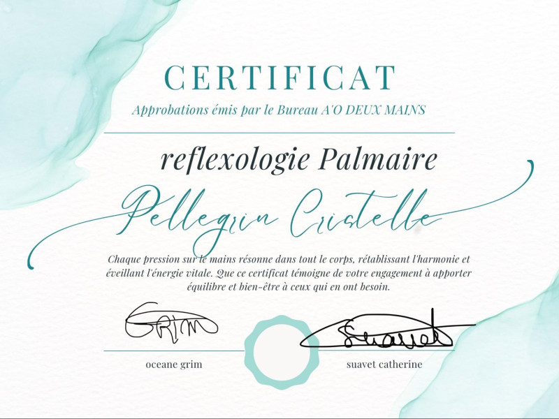 Certificat Réflexologie palmaire