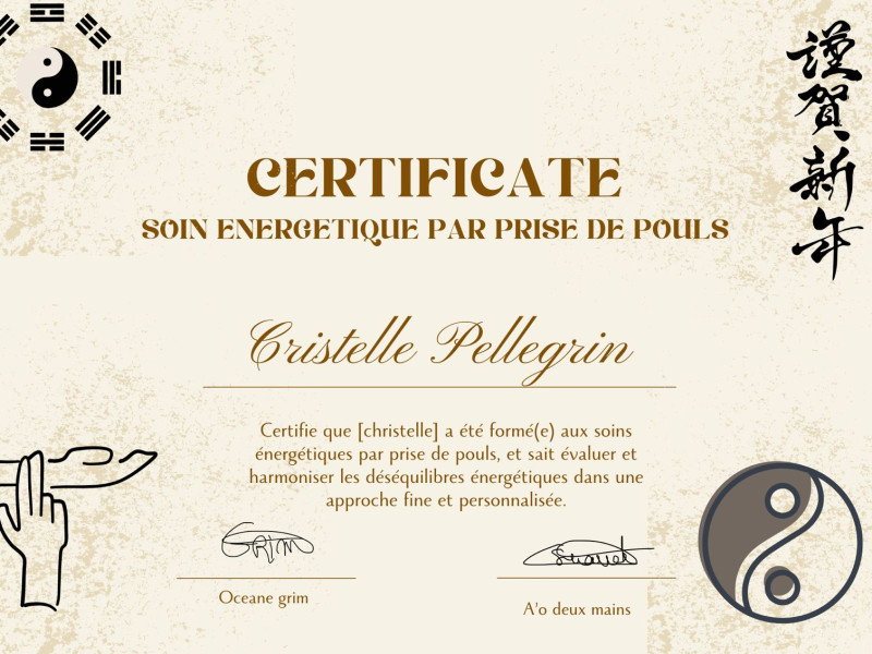 certificat soins énergétique par prise de pouls