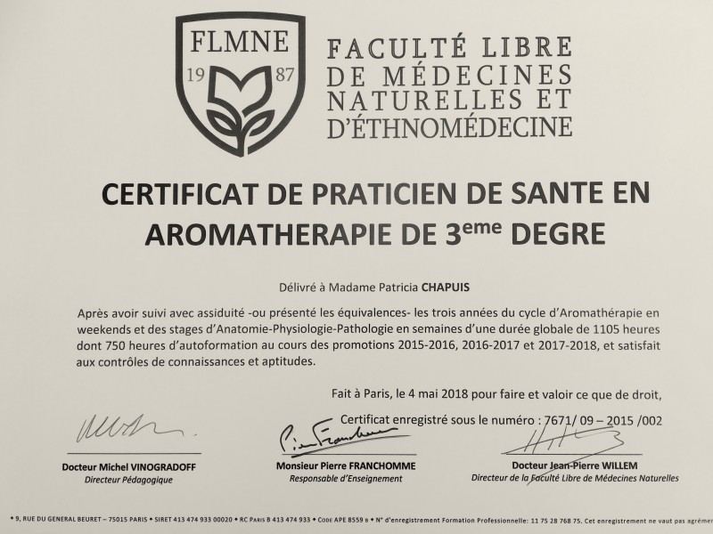 Praticienne en aromathérapie 3ème degré