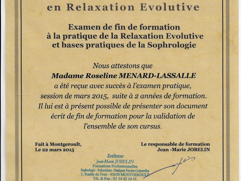 Certificat de Compétence en Relaxation Evolutve