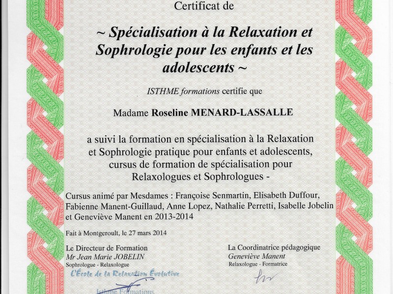 Spécialisation et Sophrologie pour les enfants et les adolescents