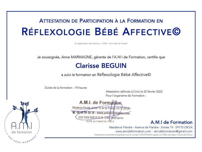 Réflexologie plantaire bébé affective©