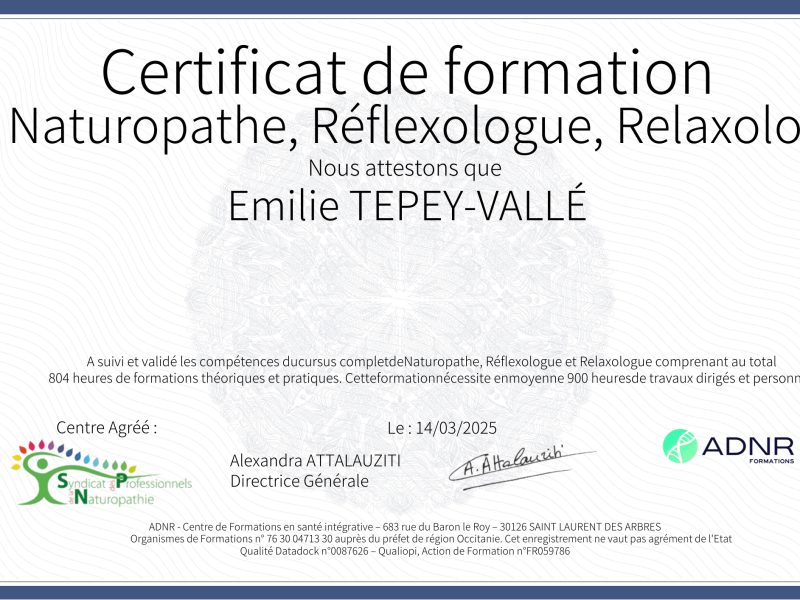 Naturopathe, Réflexologue, Relaxologue