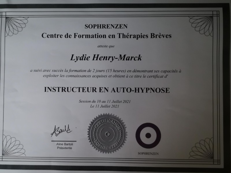 Certificat d'instructeur en auto-hypnose