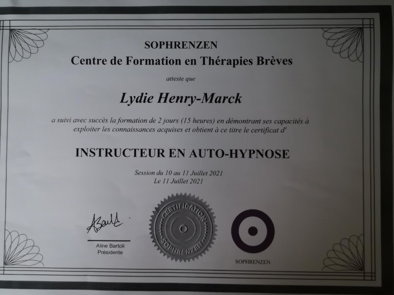 Certificat d'instructeur en auto-hypnose