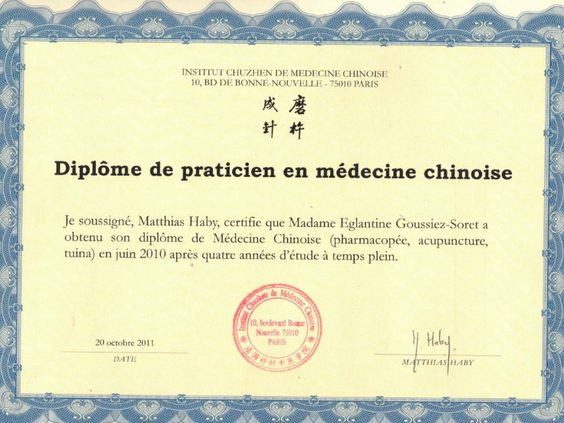 Praticien en médecine traditionnelle chinoise