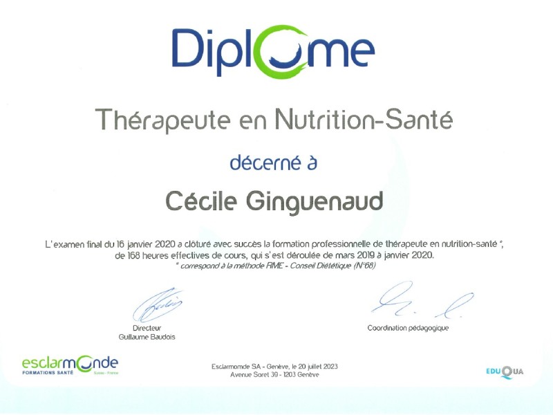 Thérapeute en Nutrition Santé