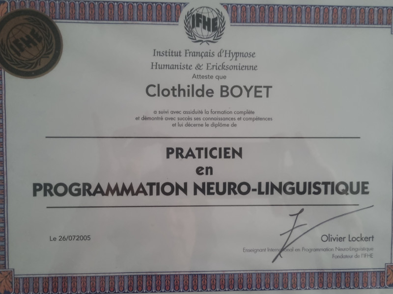 Maître praticien en programmation neuro-linguistique (PNL)