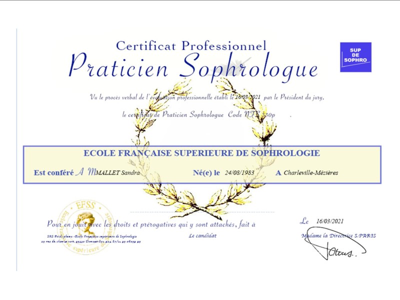 Diplôme de Sophrologue Certifié