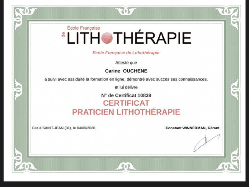 Certificat Praticien en lithothérapie