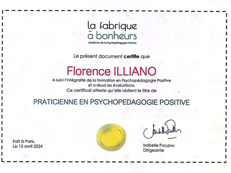 Praticienne en Psychopédagogie Positive