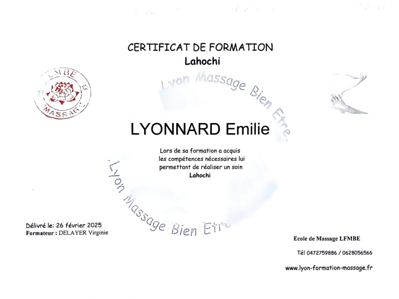 Certificat de formation - LAHOCHI