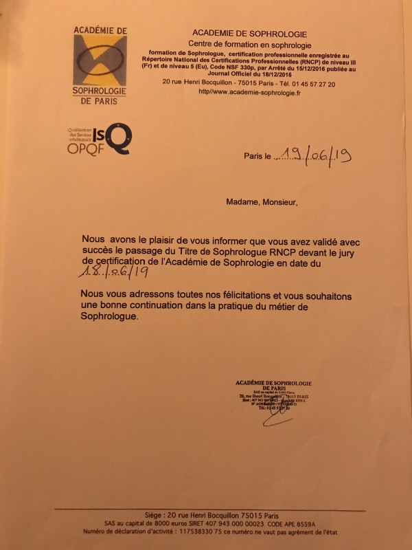 Sophrologue inscrite au RNCP
