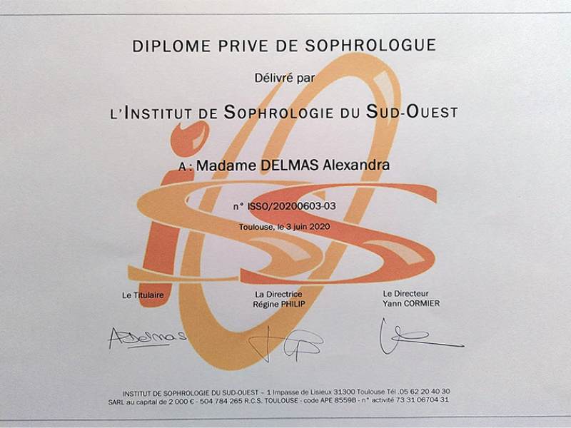 Diplôme de sophrologue certifié